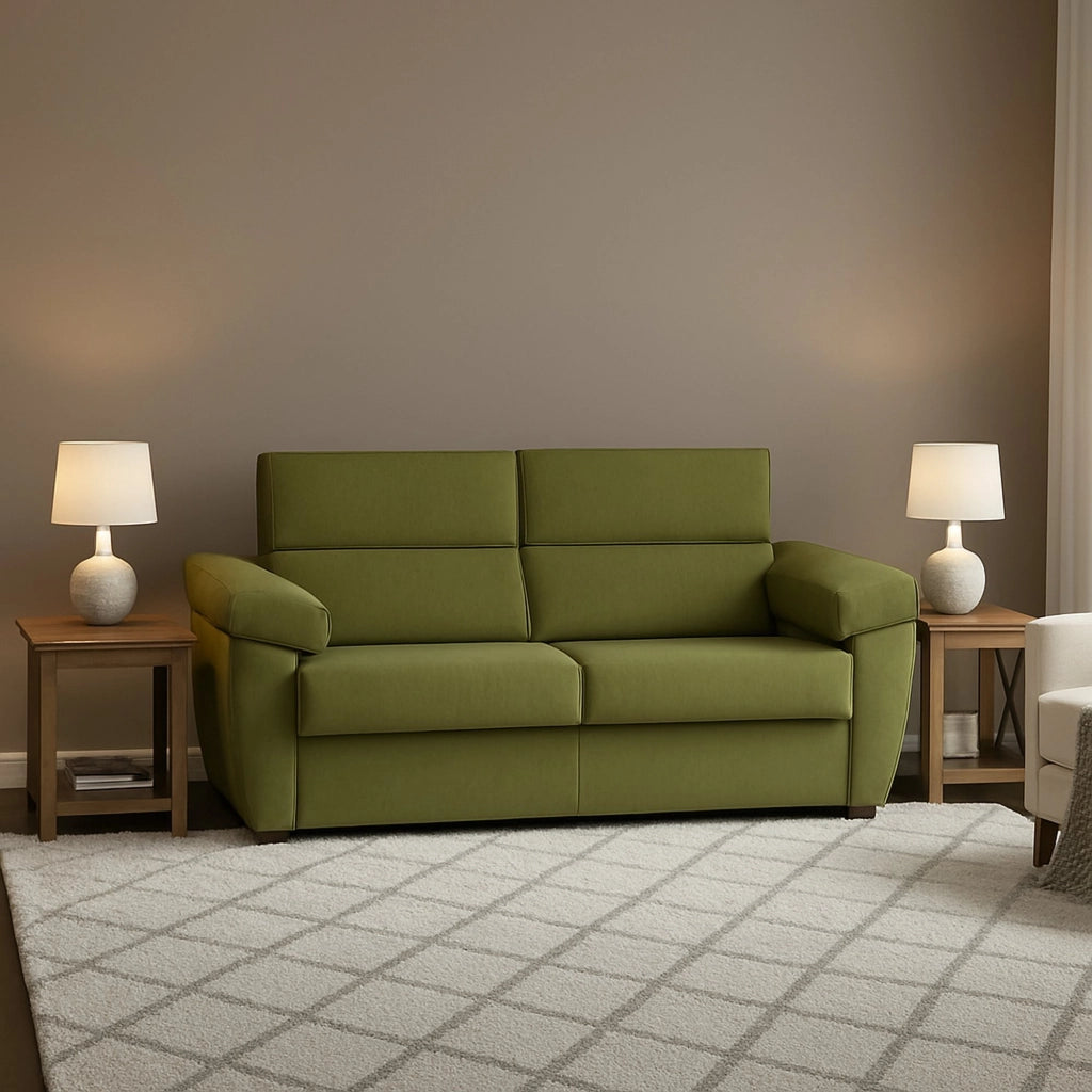 Contrada, Divano Letto 2 Posti Sfoderabile Made in Italy, 205x95 cm Verde