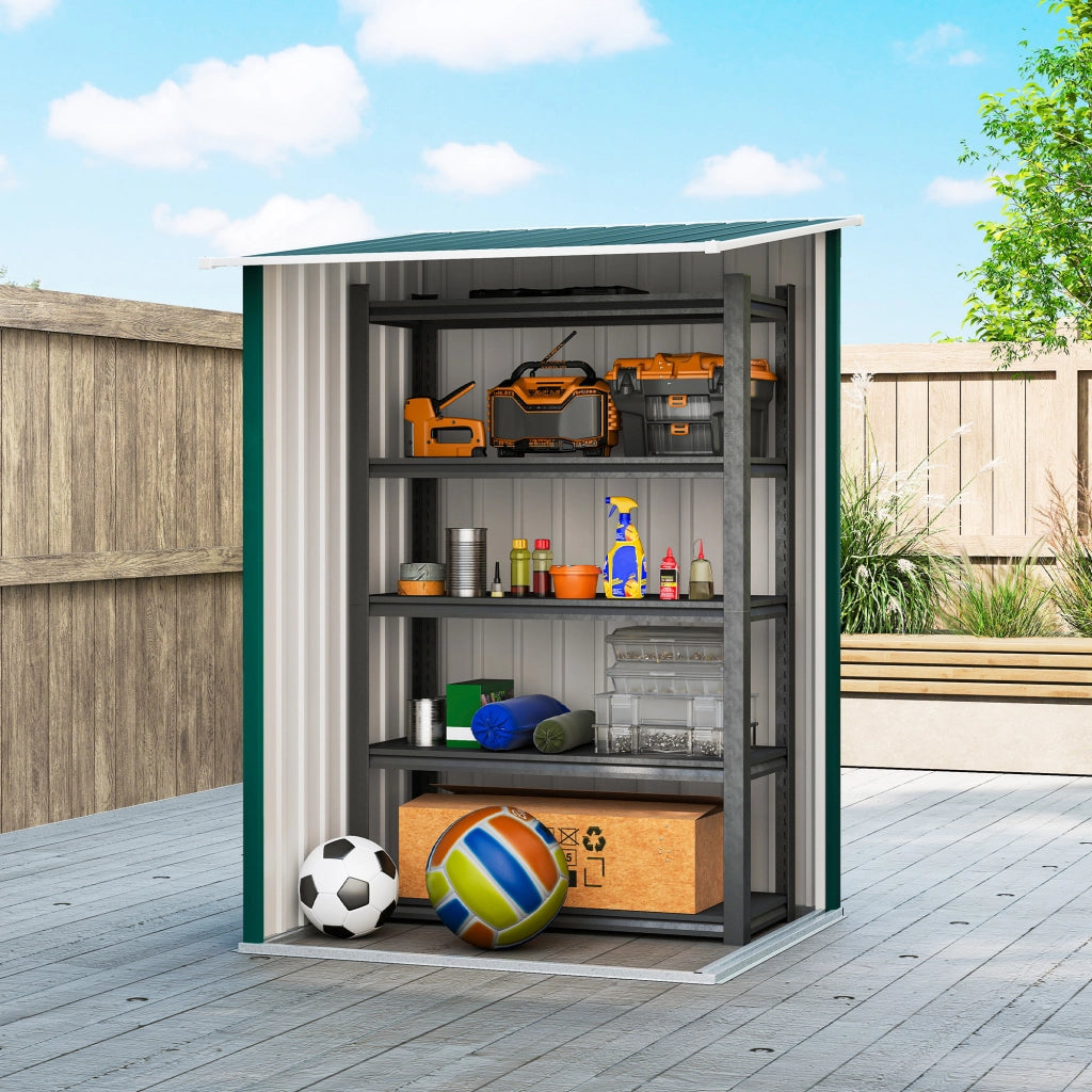 Casetta Box da Giardino Porta Attrezzi 100x104x160 cm con Porta a Battente in Acciaio Galvanizzato Verde