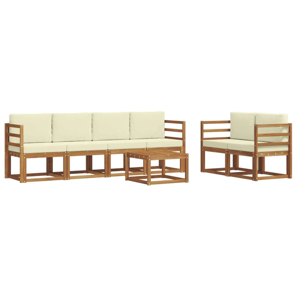 Set di divani da esterno con cuscino 7 pcs Naturale e Crema 3366028