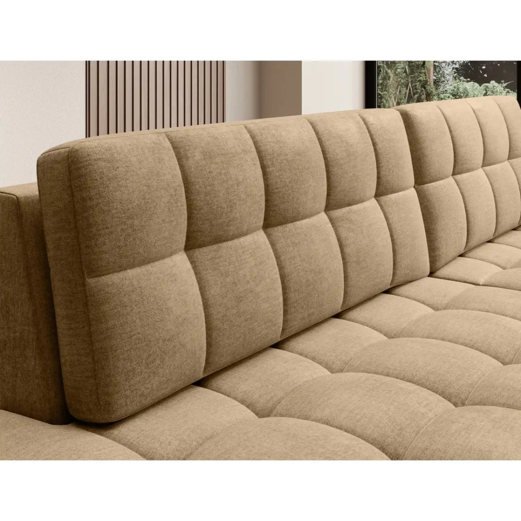 Divano angolare trasformabile CUBITO beige 240 cm con contenitore e letto