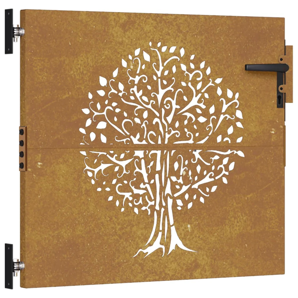 Cancello da giardino 85x150 cm in acciaio Corten design quadrato 153247