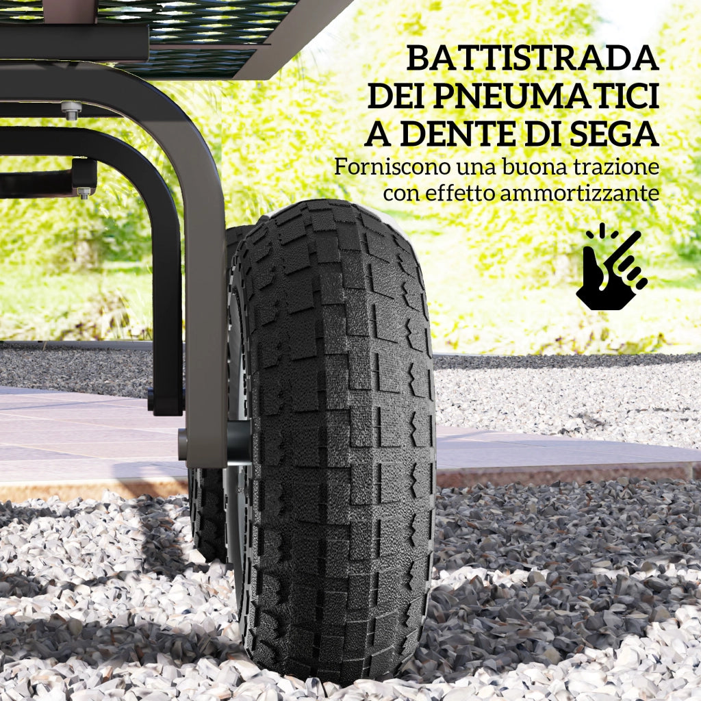 Set 2 Ruote per Carrello ?25.5x7.5 cm Capacit¨¤ 80 kg con Scanalature, in Gomma e Acciaio, Nero