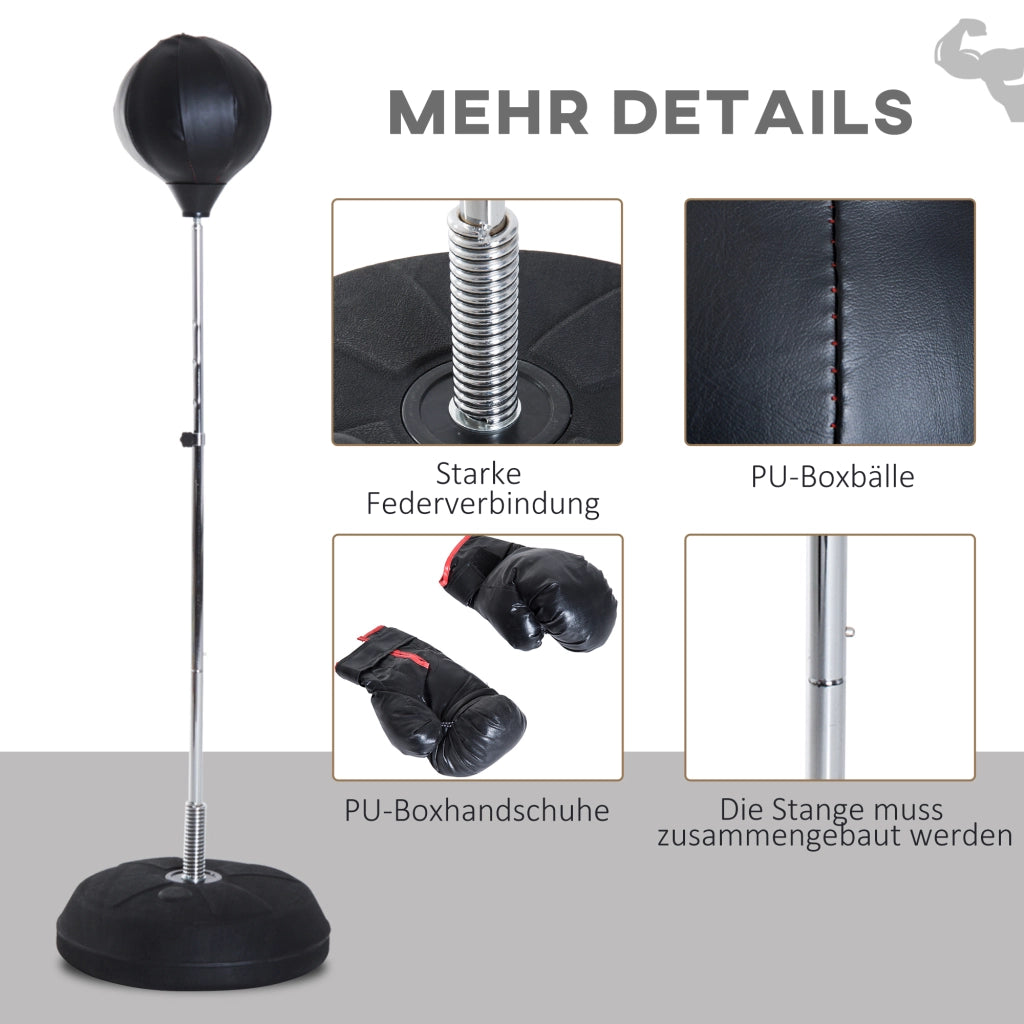 Set da Boxe con Palla da Punch e Guantoni ¨C Xylo ¨C Regolabile 126-144cm Nero