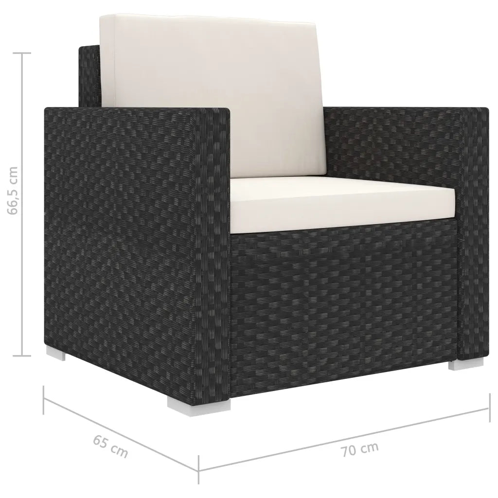 Set Divani da Giardino 11 pz con Cuscini in Polyrattan Nero 46790