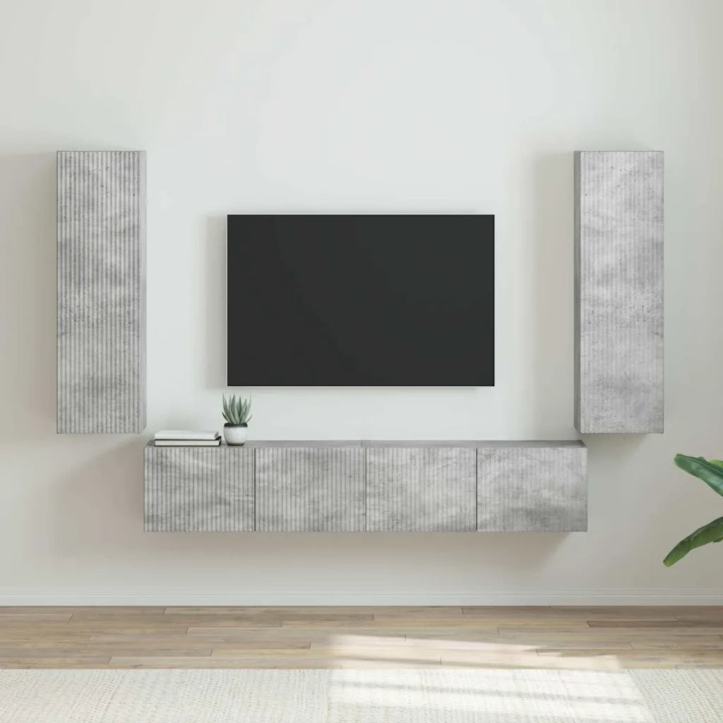 Mobile TV da parete 2 pz-Set di 2 Mobile TV a Muro-Credenza TV Calcestruzzo 30 x 31 x 100 cm