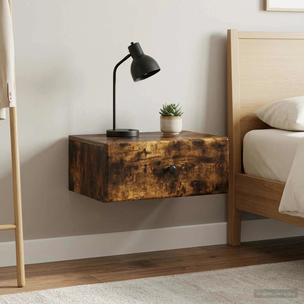 Mobiletto da notte a muro 2 pcs Rovere Fumo 49 x 34,5 x 20 cm 899136