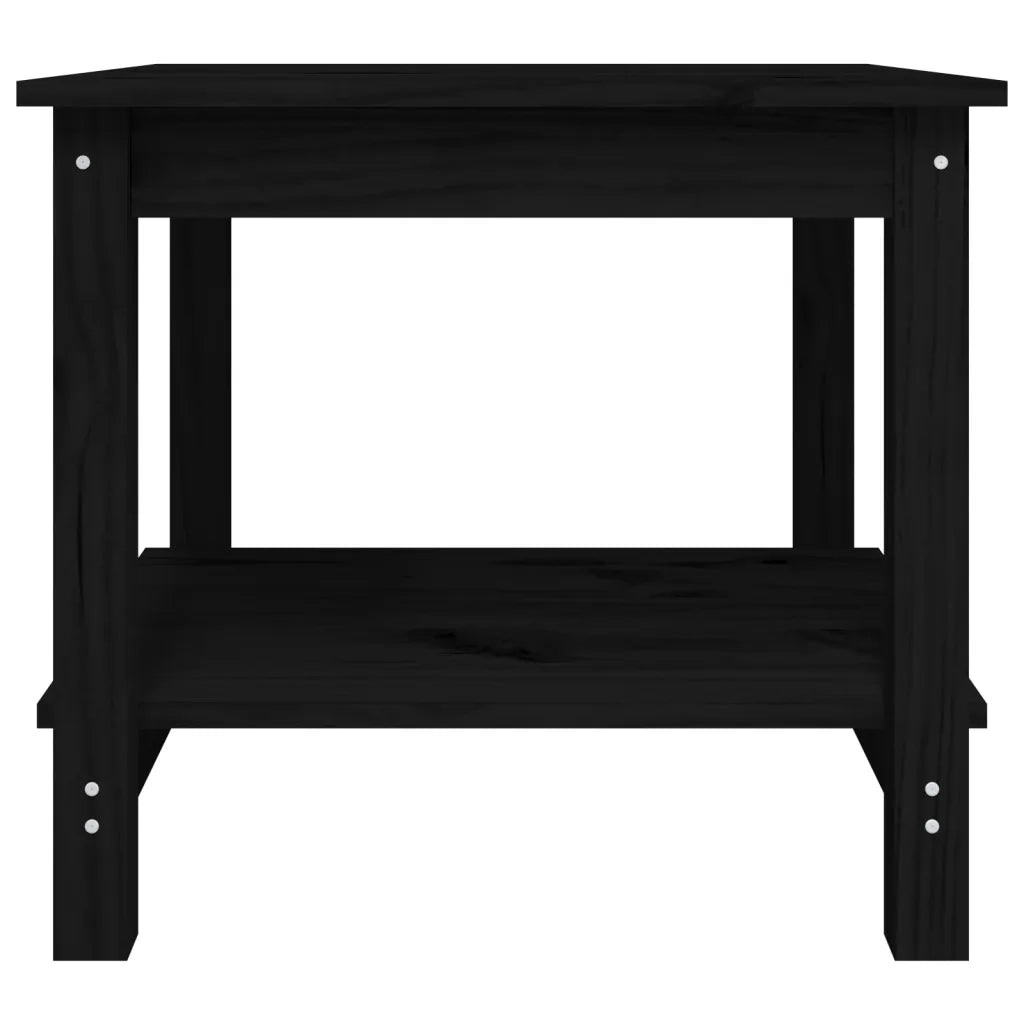 Tavolino da Salotto Nero 50x50x45 cm Legno Massello di Pino 822281