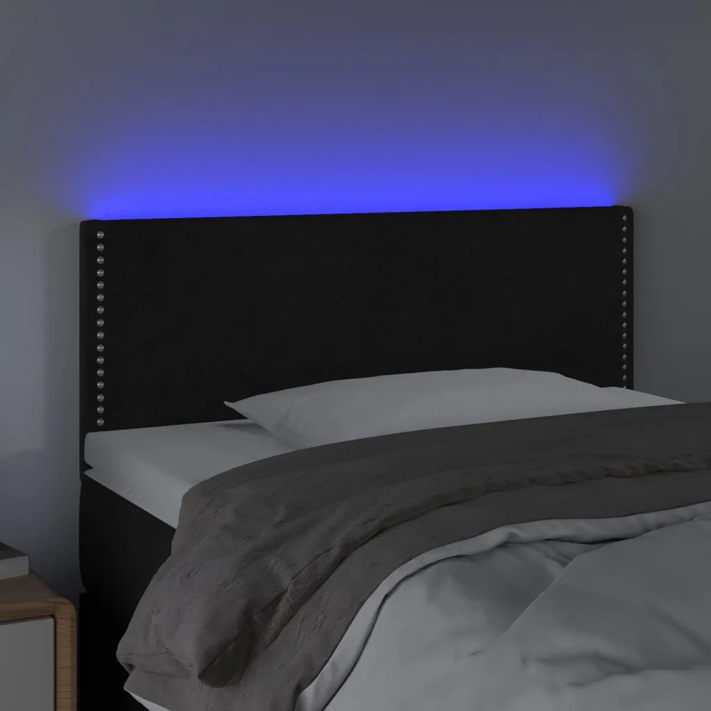 Testiera | Testata a LED Nera 100x5x78/88 cm in Velluto