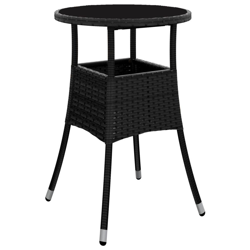 Set Pranzo Giardino 5 Pezzi Nero Polirattan