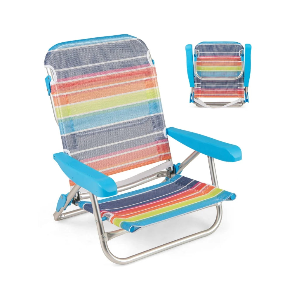 Set di 2 sedie da spiaggia pieghevoli 64 x 63 x 74 cm schienale reclinabile in 5 posizioni atmosfera accogliente metallo colorato 20_0012427