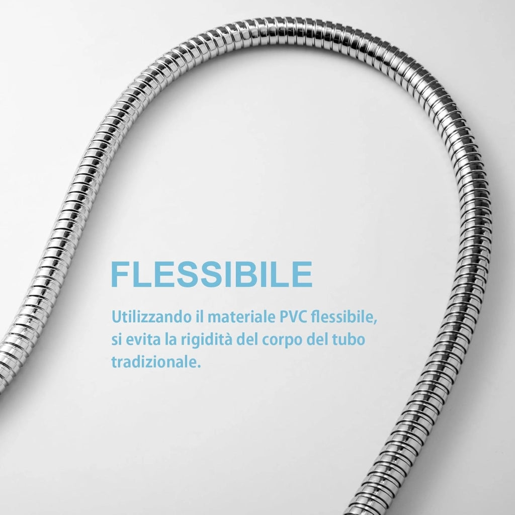 Tubo Doccia Flessibile 2mt Ricambio Universale per Doccia 1/2 Pollice Acciaio Inox