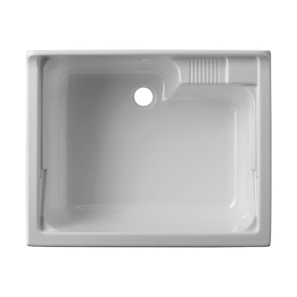 Vasca lavatoio 75x60 in termoformatura bianco con kit di scarico