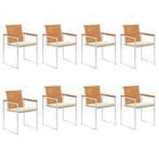 Sedie da Giardino con Cuscini 8 pz in Legno Massello di Acacia cod mxl 72269