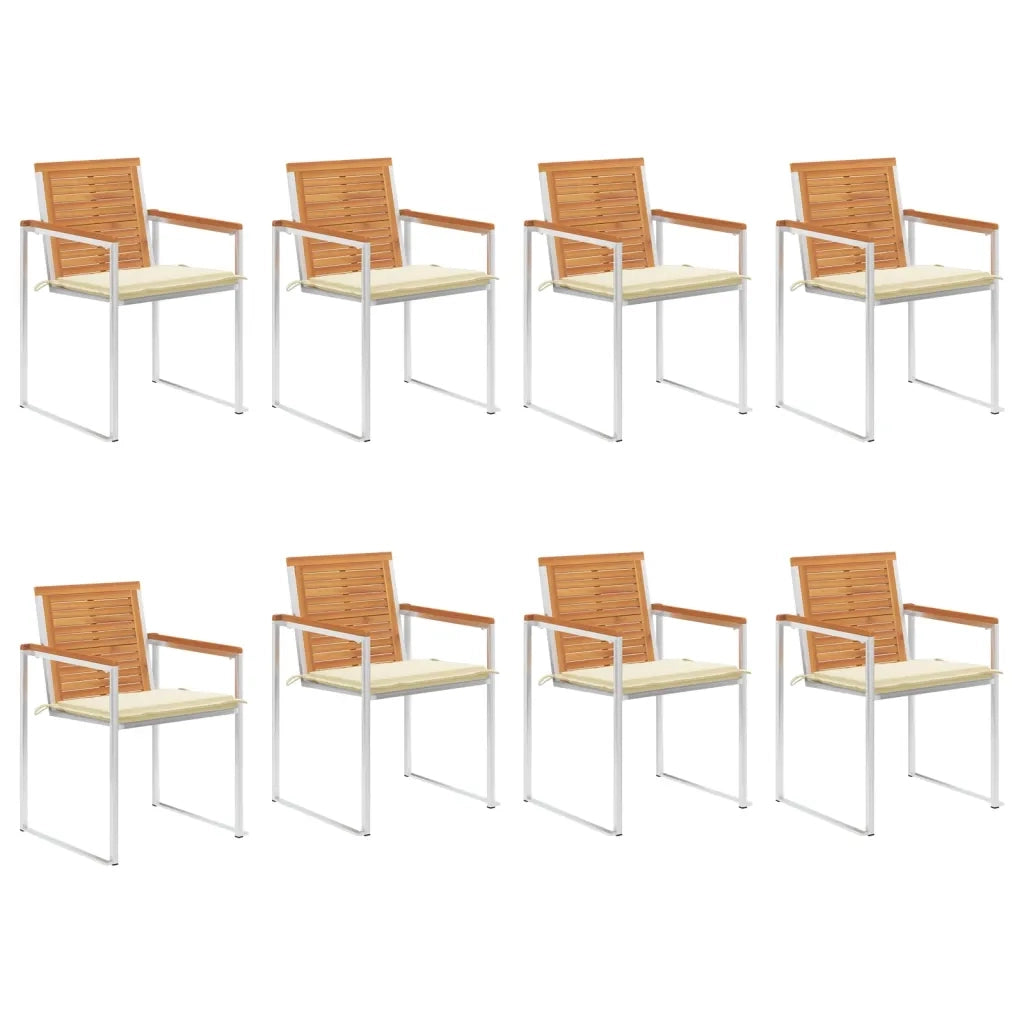 Sedie da Giardino con Cuscini 8 pz in Legno Massello di Acacia cod mxl 72269