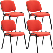 Set 4 Sedie Ufficio Visitatore Ken Imbottite In Tessuto rosso
