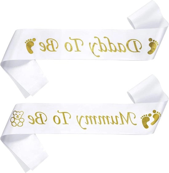 Kit di benvenuto per la mamma a venire - Attrezzatura per la festa di benvenuto del bambino - Svelare il sesso - Bianco Oro