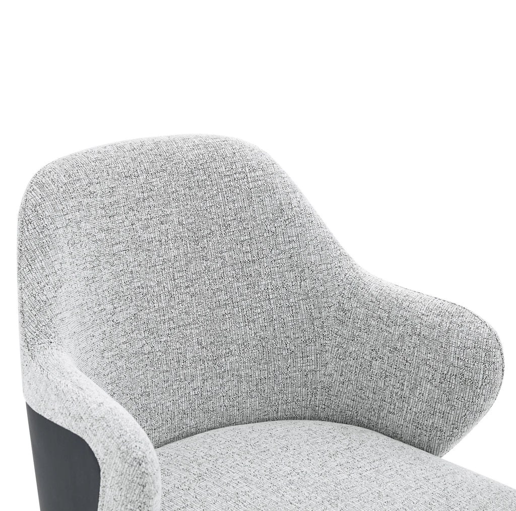 Set di 2 sedie da pranzo 83 cm con schienale avvolgente in tessuto e metallo grigio nero