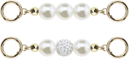Estensione Cinturino per Borsa a Catena con Perle e Metallo - Bianco - 14cm - Accessorio per Borse