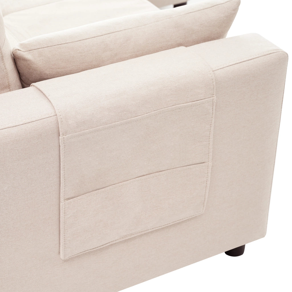 DIVANO LETTO angolare modulare estraibile 211x136x87 cm lino beige