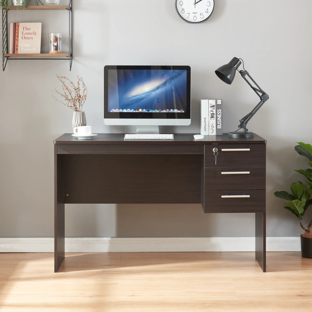 Scrivania Ragunda con 3 Cassetti 120 x 59 x 75 cm - Effetto Legno Scuro [en.casa]