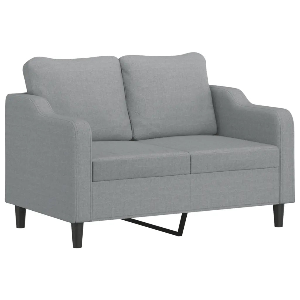 Set Divani 4 pz con Cuscini Grigio Chiaro in Tessuto