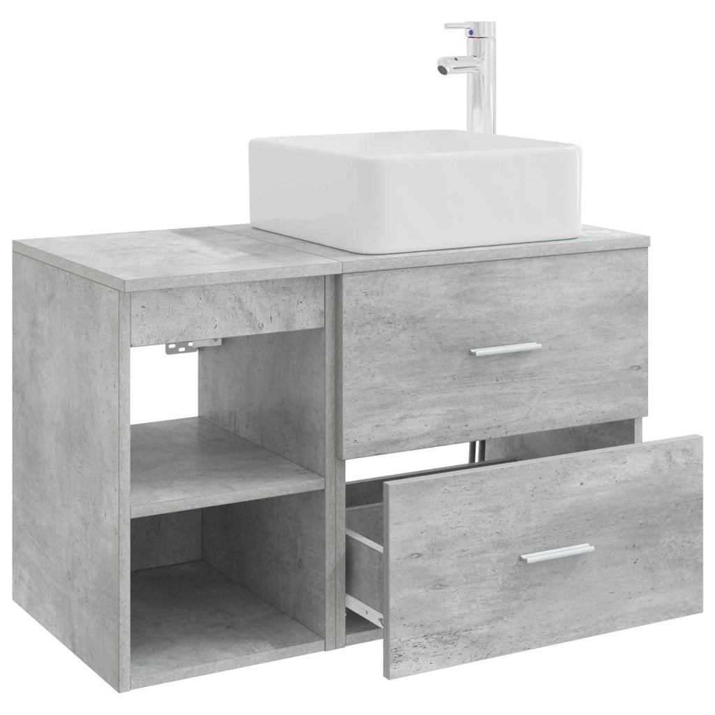 Set di mobili per il bagno 2 pcs Grigio Cemento 3403883