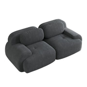 Divano Loveseat modulare in tessuto a coste grigio con braccioli sagomati e base antiscivolo
