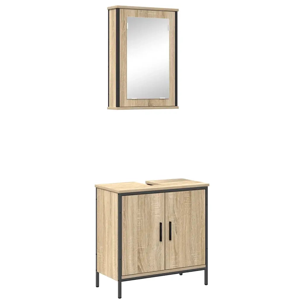 Set di mobili per il bagno 2 pcs Marrone Legno multistrato 3345131