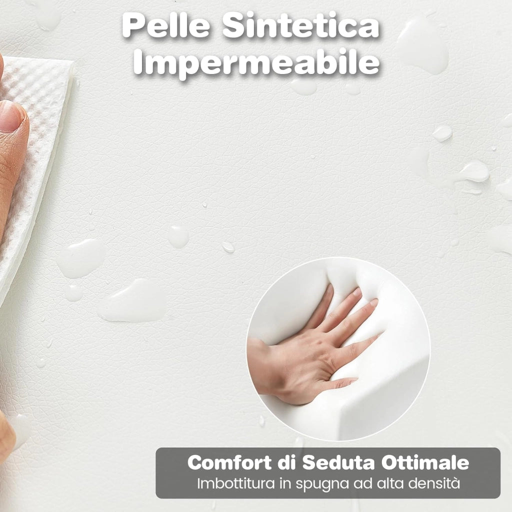Sedia Scrivania Girevole a 360°, con Altezza Regolabile, Funzione Dondolo e Ruote Scorrevoli, Poltrona Ufficio Salvaspazio, Portata 112 kg (Bianco)