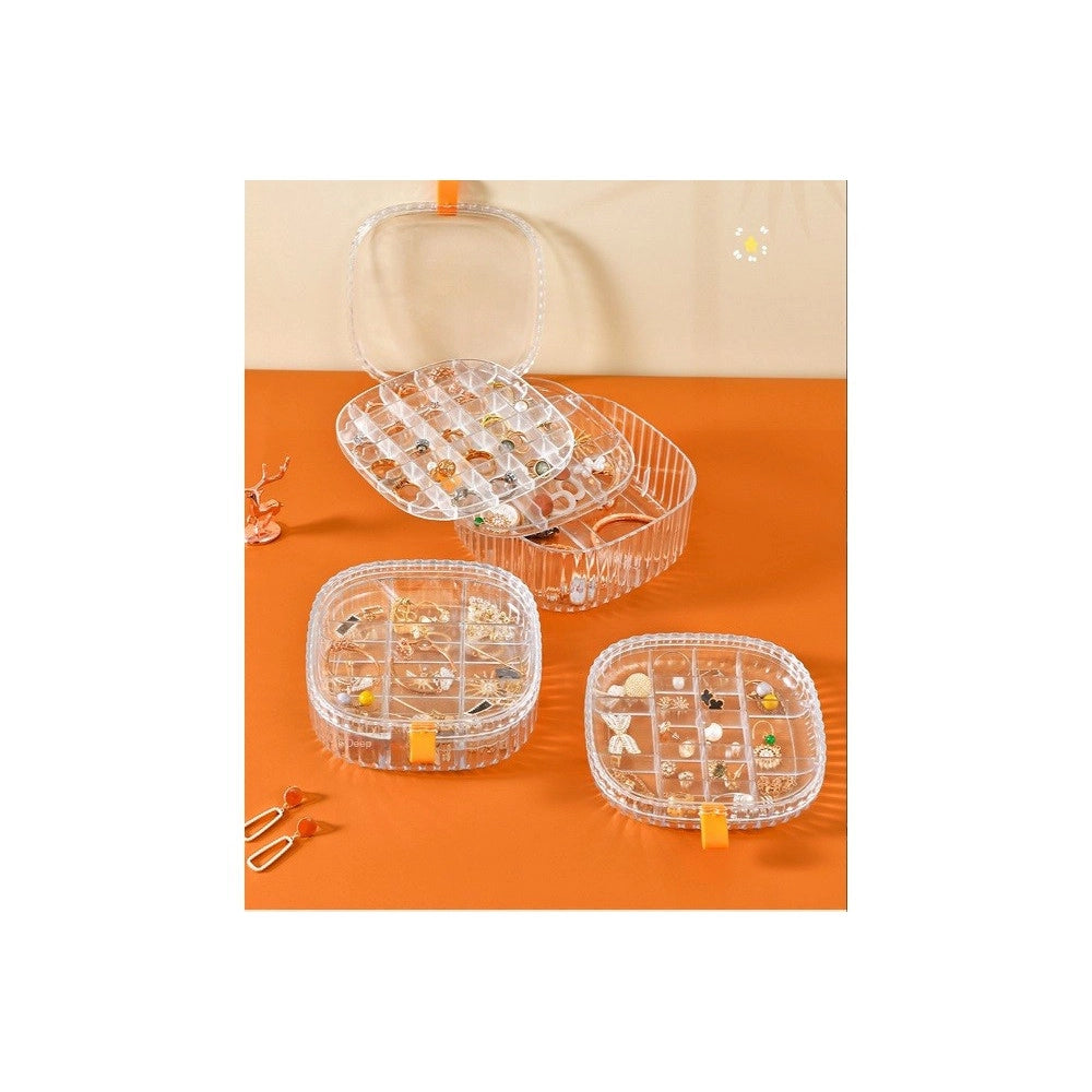 Trade Shop - Scatola Impilabile Trasparente 3 Strati Coperchio Portagioie Donna Portaoggetti -