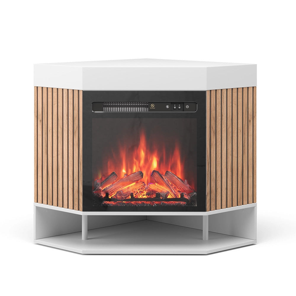 Vicco Caminetto elettrico Bianco 100 cm con effetto fiamma realistico e riscaldatore da 1800W