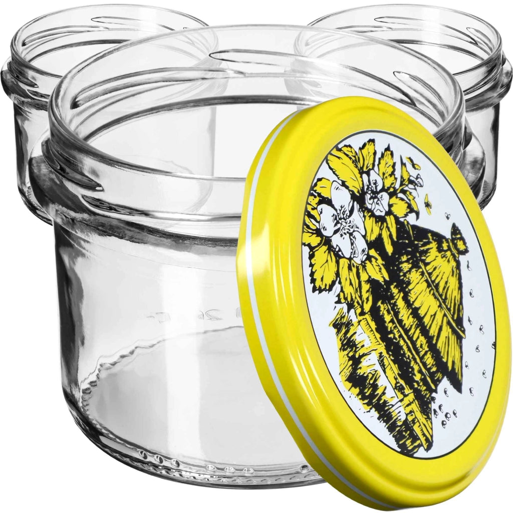 KADAX Tartu barattoli di vetro 235ml 50pz 82mm + coperchi "Api"