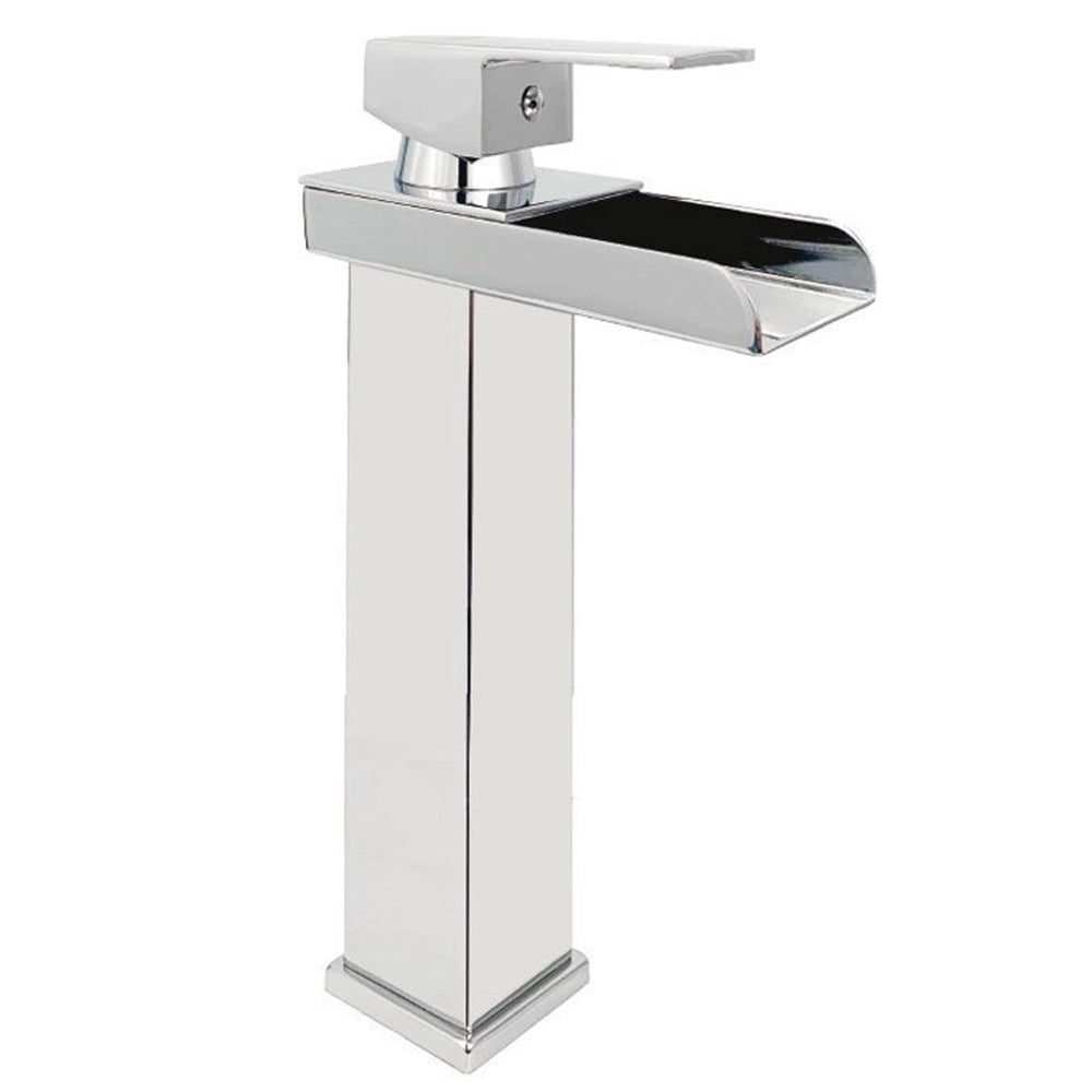 Trade Shop - Rubinetto Bagno Design Moderno A Cascata Miscelatore Monocomando Alto Cromato -