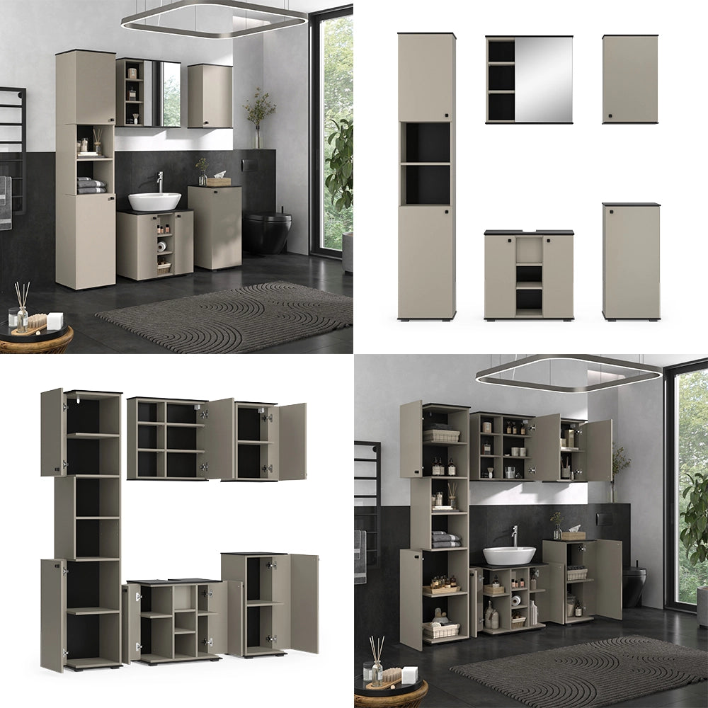 Vicco Set di mobili da bagno Grigio 5 parti