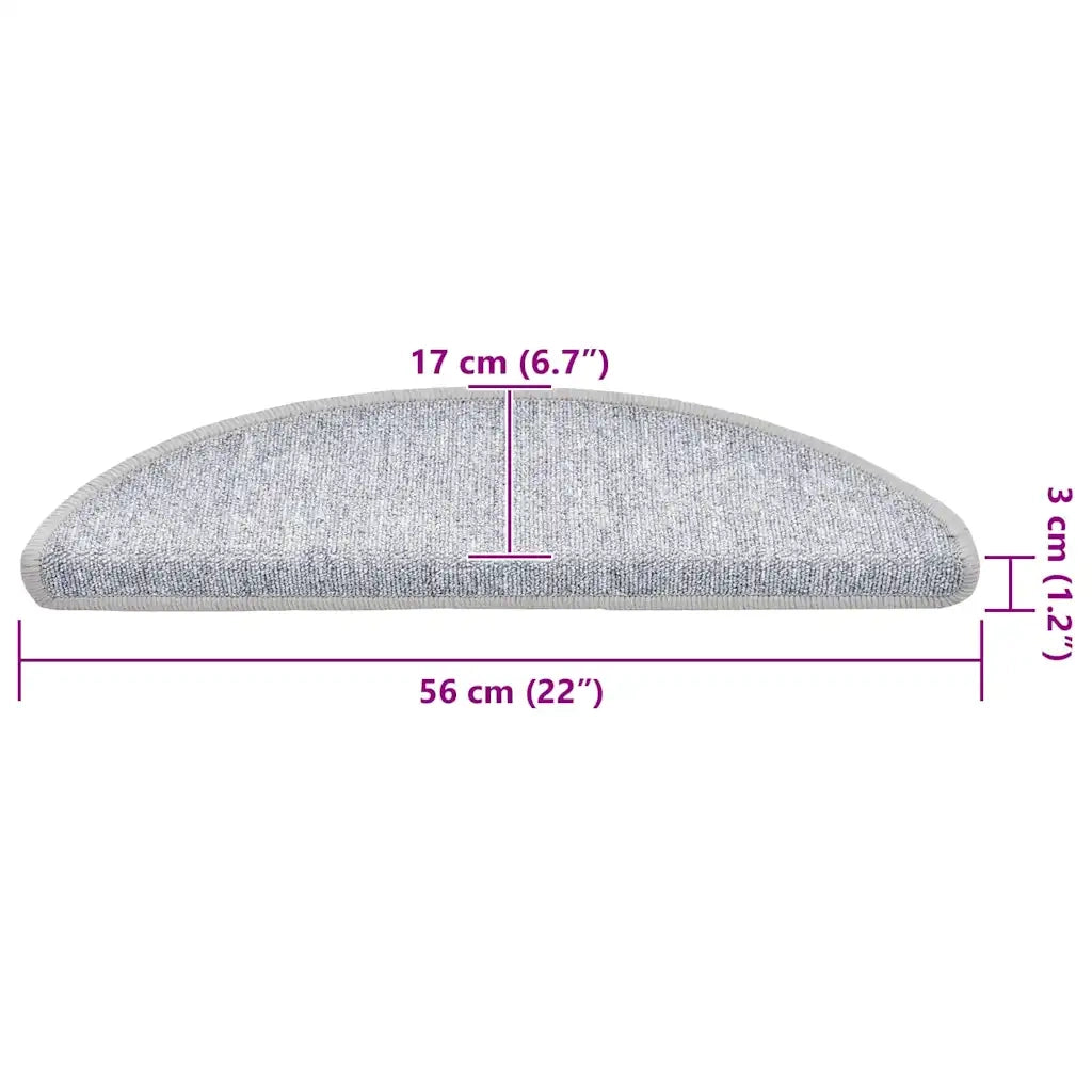 Tappetini per scale 20 pz 56x17x3 cm Grigio chiaro Semicircolari