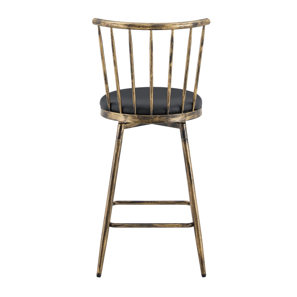 Sgabello da bar Windsor in metallo nero e marrone