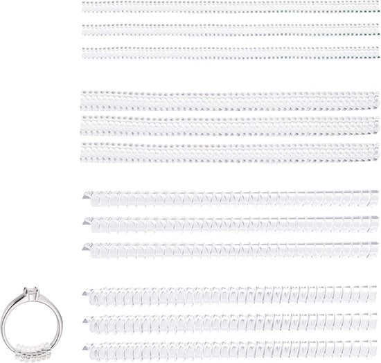 Accessori per anello - 12 pezzi - anello di regolazione trasparente - chiave per anello - anello di regolamento - cordino - accessori per anello - silicone - 4 specifiche