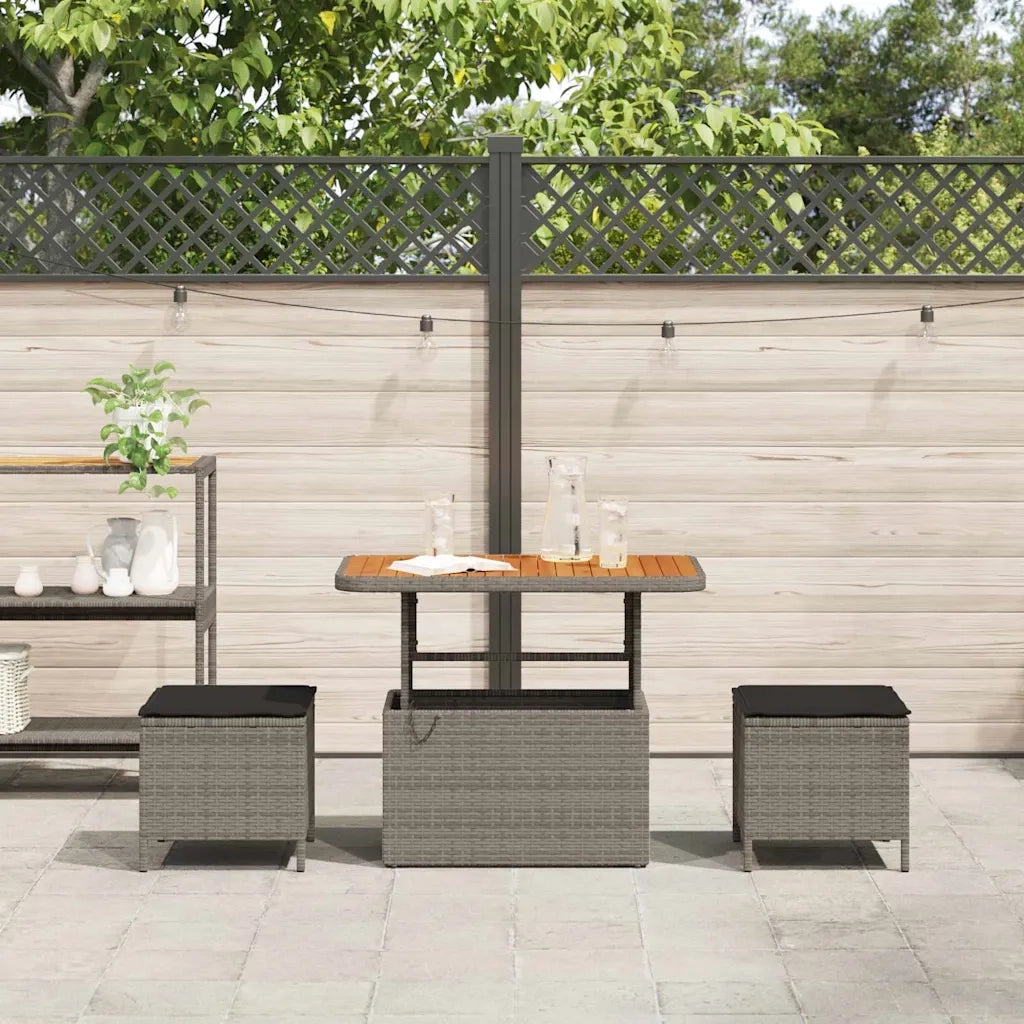 Set da Pranzo per Giardino Grigio polyrattan 42007920
