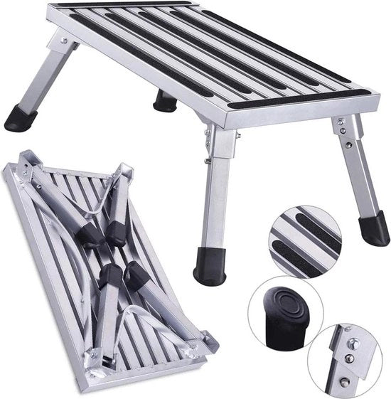 Scala a 2 in 1 flessibile da 47x30x23cm - Massimo carico 150 kg - Piastra di lavoro - Ideale per cucina, bagno e campeggio - Hanger pieghevole con superficie antiscivolo