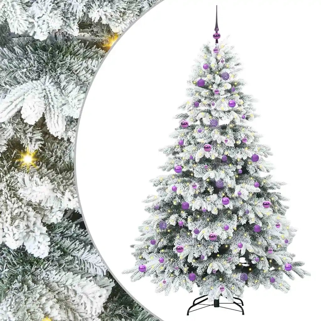 Albero di Natale Artificiale-Albero Natalizio con 300 LED Bianco 210 cm PE e PVC 753485