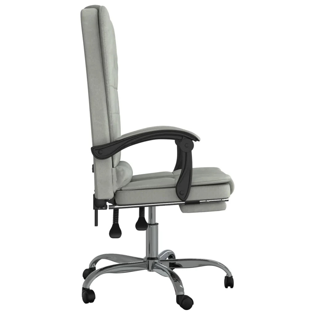 Poltrona massaggiante reclinabile per ufficio sala computer studio velluto grigio chiaro 02_0025387