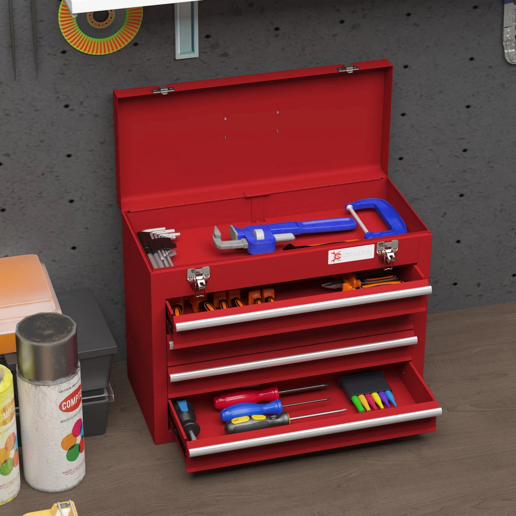 Cassettiera per attrezzi con 4 cassetti ¨C zephmum ¨C Rosso 51x22x39.5 cm