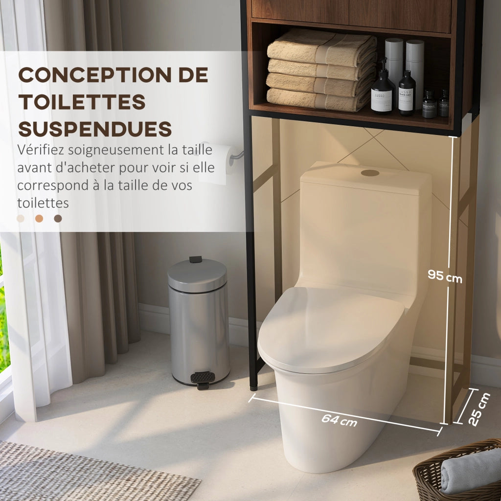 Mobile Bagno Armadietto Ante Niche ¨C Zephmum ¨C 68x25.5x172.5 cm Marrone Nero