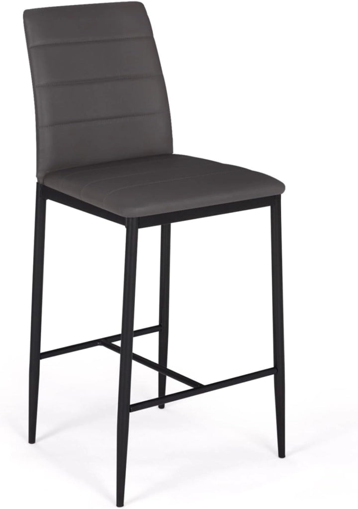 Set di 4 sgabelli da bar imbottito design contemporaneo in PVC grigio ROMANE