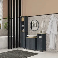 kleankin Mobile Sottolavabo in Truciolato e MDF a 2 Ante con Ripiano Interno Regolabile, 60x30x60 cm, Grigio