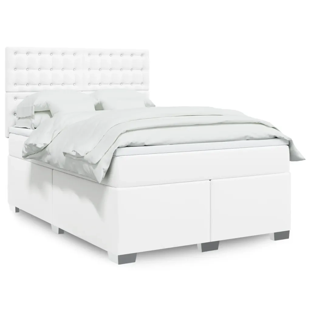 Giroletto a Molle con Materasso Bianco 160x200 cm in Similpelle