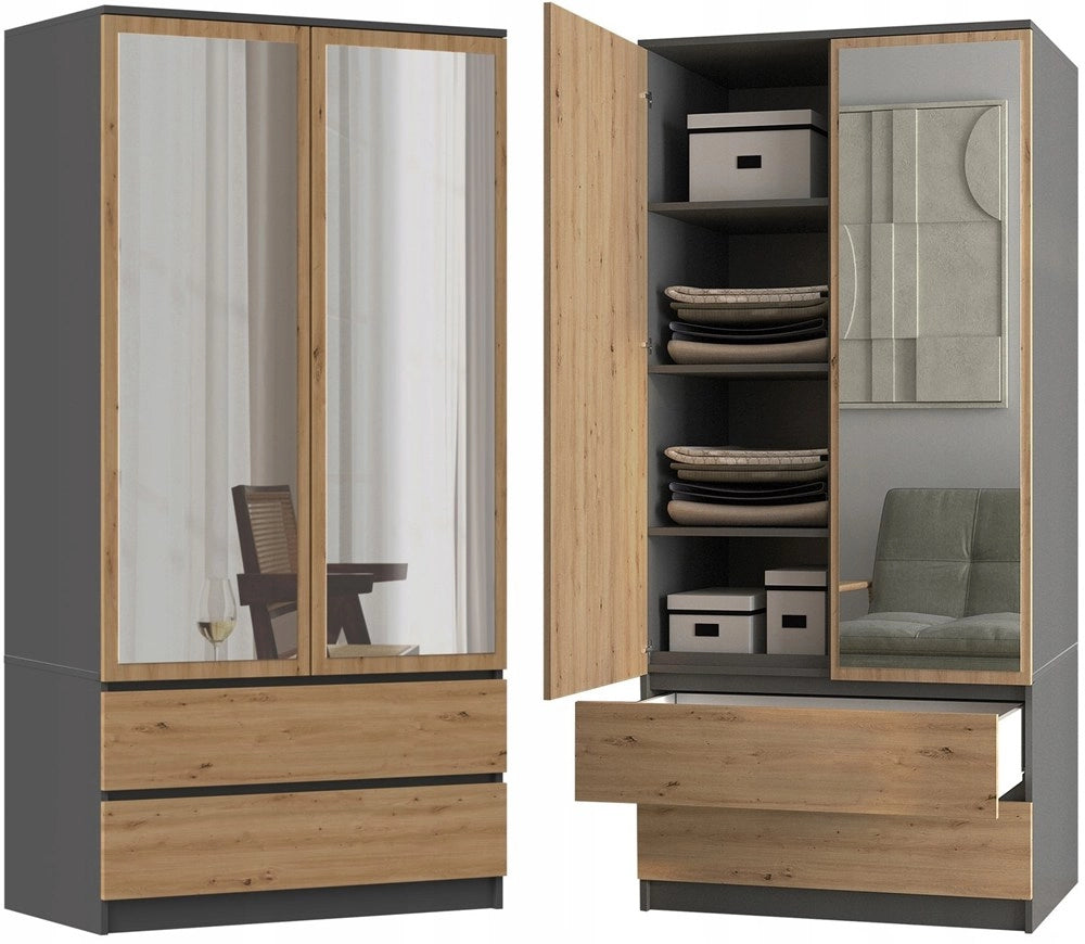 Armadio MALWA SS-90l antracite rovere artisan guardaroba