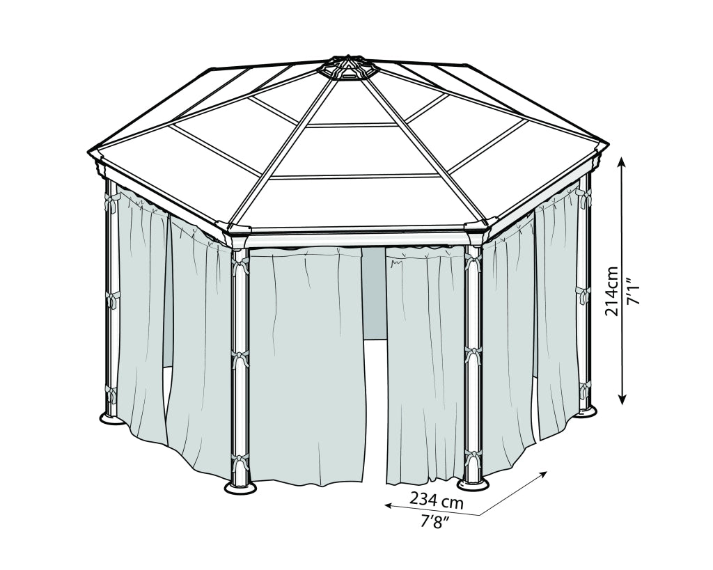 Set Di Tende Esagonali Per Gazebo Monaco / Roma 2.3X2.2 m