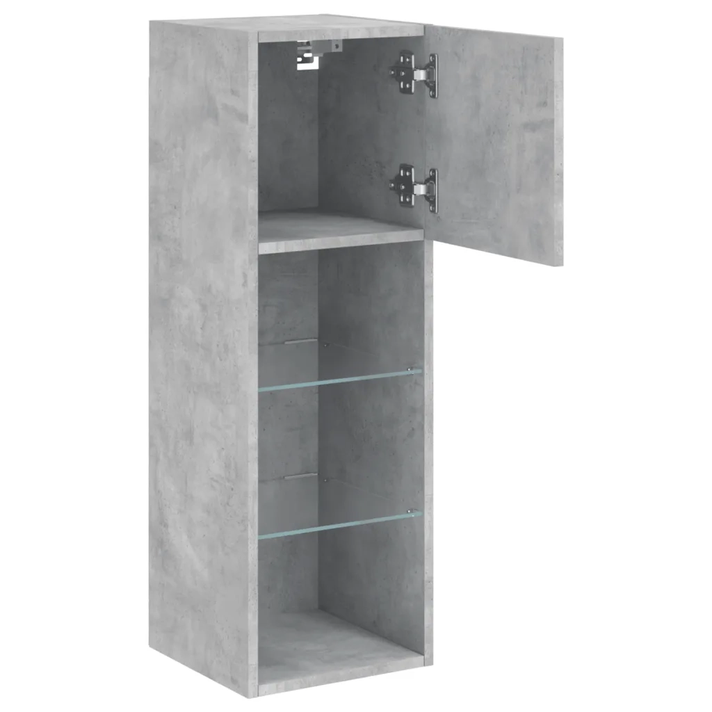 Mobili TV con Luci LED 2 pz-Credenza per TV Grigio Cemento 30,5x30x90 cm