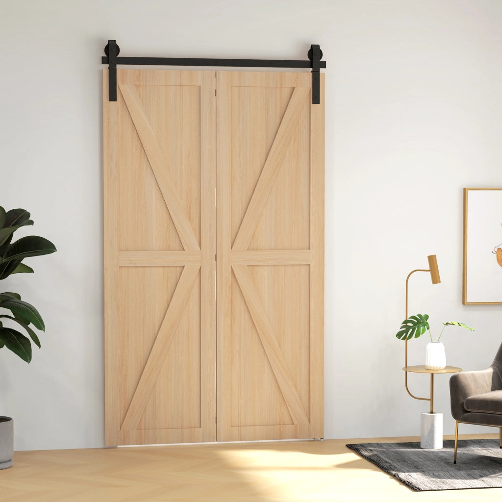 Kit Porta Scorrevole a Pannello Pieghevole per 2 Ante ¨C Zephmum ¨C Nero 122 cm